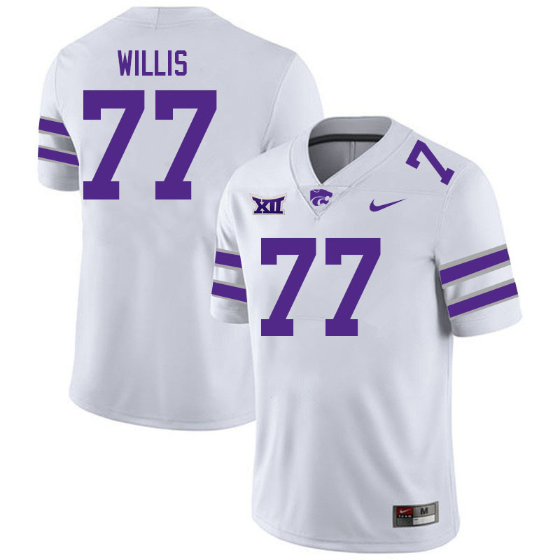 #77 Carver Willis Kansas State Wildcats Fotball Jerseys Stitched Sale-White